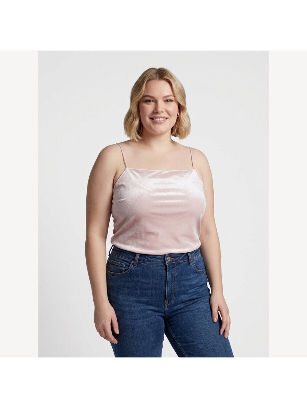 Garage Pink Velvet Spaghetti Strap Crop Top Size L